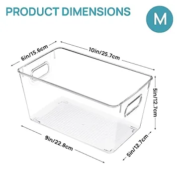 Vtopmart Durable Clear Plastic Pantry Organizer Bins