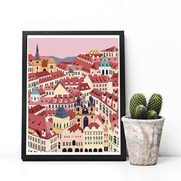 Prague Print Prag Art Print Praha Print Praha Art Prague Artwork Prague Drawing Prague Illustration Prague Czech Architecture Illustration Architecture Wall Art Retro Artwork Unframed 8 x 10 Inches