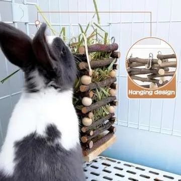 Hanging Apple Wooden Hay Feeder for Small Pets