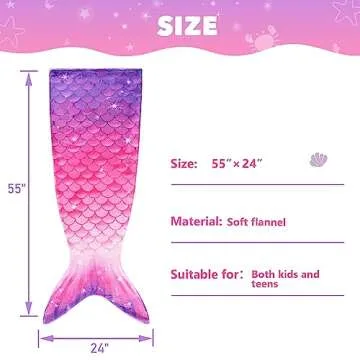 WERNNSAI Mermaid Tail Blanket for Kids Girls Cozy Flannel