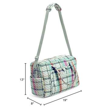 Vera Bradley Women's Cotton Weekender Travel Bag, Pastel Plaid - Recycled Cotton, One Size