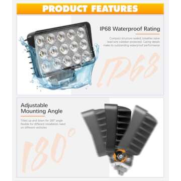 Exzeit 120W 6 Inch Work Light for Tractors, 10400Lms Flood Light