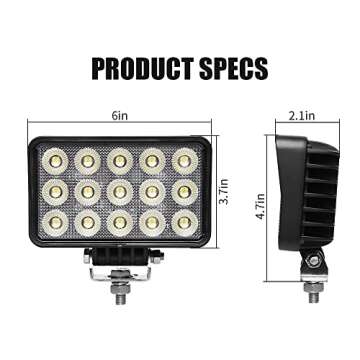 Exzeit 120W 6 Inch Work Light for Tractors, 10400Lms Flood Light