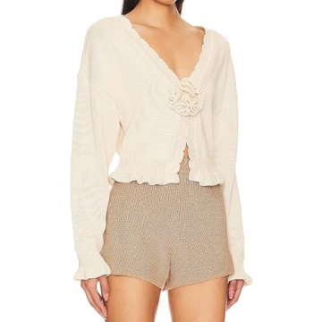 Meladyan Vintage Flower Slit Sweater Top for Women