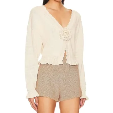 Meladyan Vintage Flower Slit Sweater Top for Women