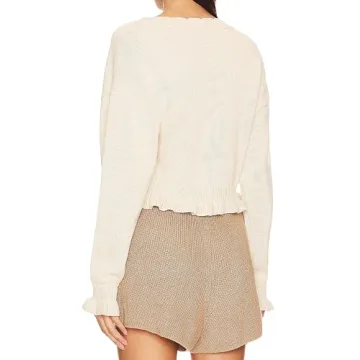 Meladyan Vintage Flower Slit Sweater Top for Women