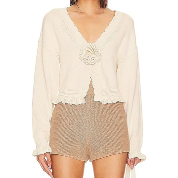 Meladyan Vintage Flower Slit Sweater Top for Women