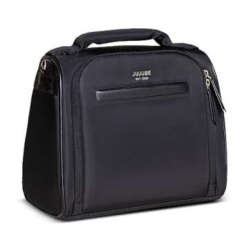 JuJuBe New Insulated Bottle Bag, Breastmilk Storage Bag for Baby Bottles, Travel Insulated Lunch Bag or Cooler Bag with Waterproof Lining for Nursing, Milk, Food, Baby Formula, Snacks, Daycare, Black