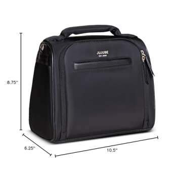 JuJuBe New Insulated Bottle Bag, Breastmilk Storage Bag for Baby Bottles, Travel Insulated Lunch Bag or Cooler Bag with Waterproof Lining for Nursing, Milk, Food, Baby Formula, Snacks, Daycare, Black