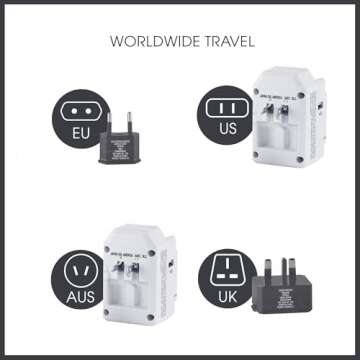 Conair Universal Travel Adapter with USB, European Plug Adapter with Surge Protection, All-in-One Travel Adapter Worldwide