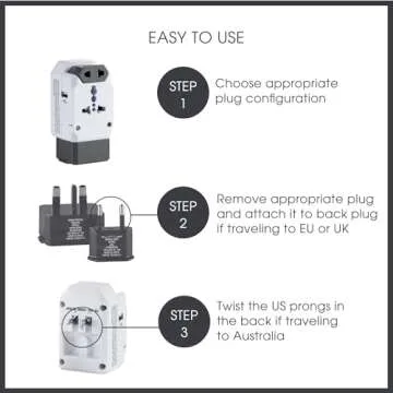 Conair Universal Travel Adapter with USB for Worldwide Use