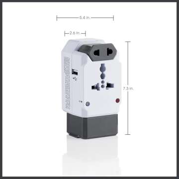 Conair Universal Travel Adapter with USB, European Plug Adapter with Surge Protection, All-in-One Travel Adapter Worldwide
