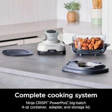 Ninja FN090 Crispi 3-in-1 4QT Portable Cooking System with TempWare Container, 1500W, Recrisp, Air F...