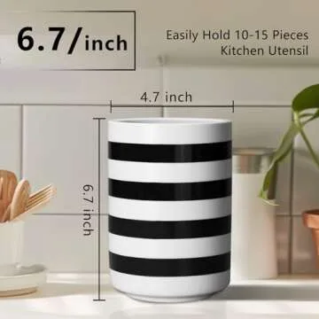 Sunddo Kitchen Utensil Holder - Elegant Ceramic Design, 6.7"