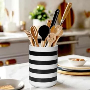 Sunddo Kitchen Utensil Holder - Elegant Ceramic Design, 6.7"