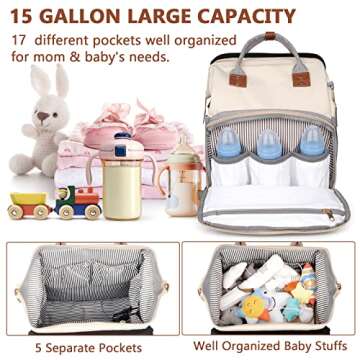 Diaper Bag Backpack Multifunctional Diaper Backpack with Extension Pad Large Capacity Diaper Bag for...