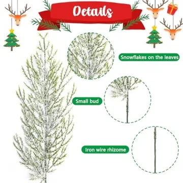Alpurple Snow Frosted Pine Branches for Christmas Decor