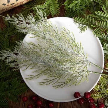 Alpurple Snow Frosted Pine Branches for Christmas Decor