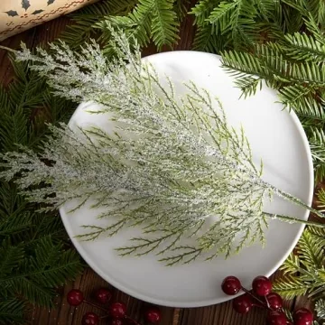 Alpurple Snow Frosted Pine Branches for Christmas Decor