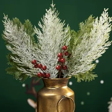 Alpurple Snow Frosted Pine Branches for Christmas Decor