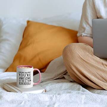 YHRJWN - Thank You Gifts, Sometimes You Forget You're Awesome Coffee Mug, Inspirational Birthday Friendship Gifts for Women Coworker Administrative Mom, Employee Appreciation Christmas Gifts 11Oz