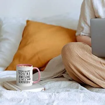 YHRJWN - Thank You Gifts, Sometimes You Forget You're Awesome Coffee Mug, Inspirational Birthday Friendship Gifts for Women Coworker Administrative Mom, Employee Appreciation Christmas Gifts 11Oz