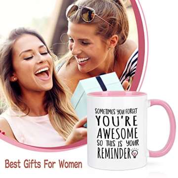 YHRJWN - Thank You Gifts, Sometimes You Forget You're Awesome Coffee Mug, Inspirational Birthday Friendship Gifts for Women Coworker Administrative Mom, Employee Appreciation Christmas Gifts 11Oz
