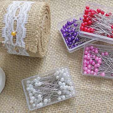 Fbshicung 1200PCS Sewing Pins for Fabric, Straight Pins with Pearlized Ball Heads Long 1.6inch, Quilting Pins for Dressmaker, Jewelry DIY Decoration, Craft and Sewing Tools