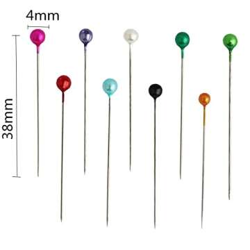 Fbshicung 1200PCS Sewing Pins for Fabric, Straight Pins with Pearlized Ball Heads Long 1.6inch, Quilting Pins for Dressmaker, Jewelry DIY Decoration, Craft and Sewing Tools
