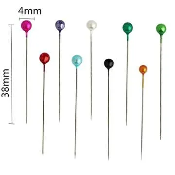 Fbshicung 1200PCS Sewing Pins for Fabric, Straight Pins with Pearlized Ball Heads Long 1.6inch, Quilting Pins for Dressmaker, Jewelry DIY Decoration, Craft and Sewing Tools