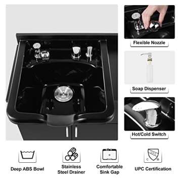 Artist Hand Shampoo Backwash Sink Station for Salons