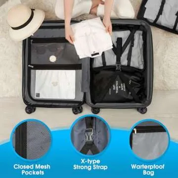 Durable JKZJ Carry on Luggage - Expandable & Lightweight