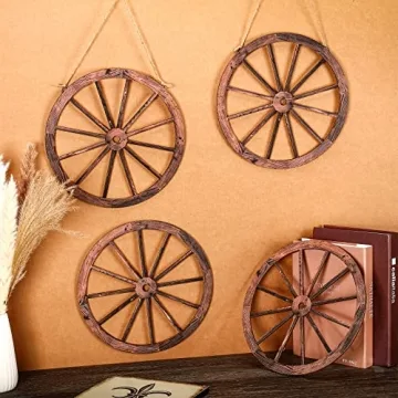 Wooden Wagon Wheel Decor Set for Rustic Home Style