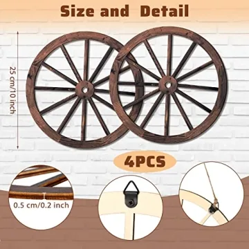 Wooden Wagon Wheel Decor Set for Rustic Home Style