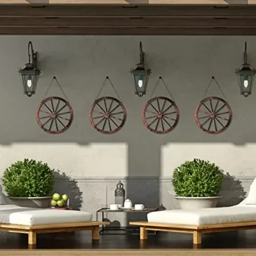 Wooden Wagon Wheel Decor Set for Rustic Home Style