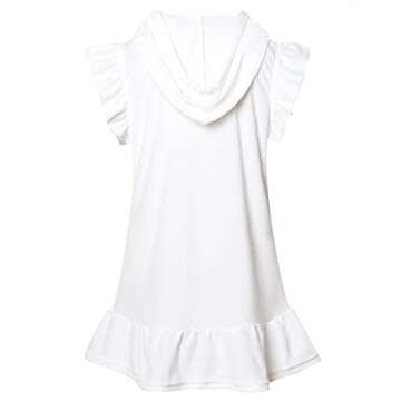Ruffle Terry Cover Ups for Girls Hooded Zip Terry Coverups White Swim Beach Cover-Up 8-9y