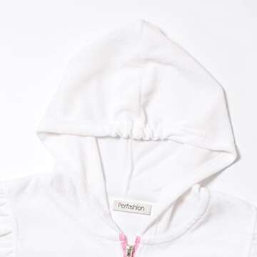 Ruffle Terry Cover Ups for Girls Hooded Zip Terry Coverups White Swim Beach Cover-Up 8-9y