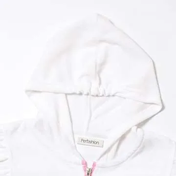 Ruffle Terry Cover Ups for Girls Hooded Zip Terry Coverups White Swim Beach Cover-Up 8-9y