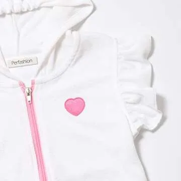 Ruffle Terry Cover Ups for Girls Hooded Zip Terry Coverups White Swim Beach Cover-Up 8-9y