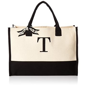 Mud Pie Chic Black and White Initial Tote Bag