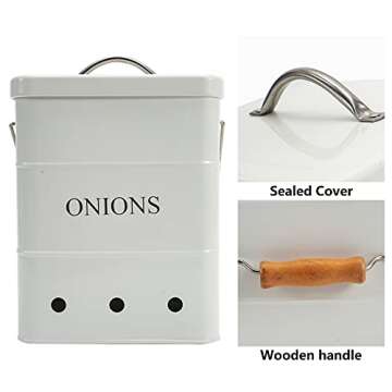 Gdfjiy Onion Storage Bin, Kitchen Storage Canister,Kitchen Pantry Organizer Tin With Airtight Lid & ...