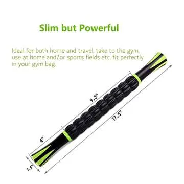 Sportneer Muscle Roller Stick - Massage Stick for Athletes - Reducing Soreness and Muscle Strain, Soothing Legs Cramps - Physical Therapy & Body Recovery - Black Green