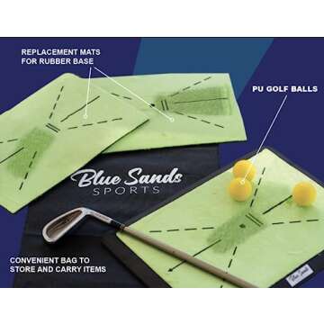 Golf Mat - Premium Golf Training Mat for Swing Detection with 2 Replacement Velvet Golf Practice Mat...