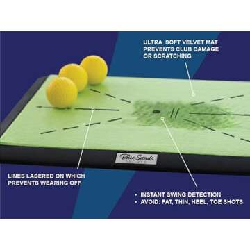 Golf Mat - Premium Golf Training Mat for Swing Detection with 2 Replacement Velvet Golf Practice Mats & 3 PU Golf Balls - Golf Swing Tracker mat for Golf Training aid and Divot Board...