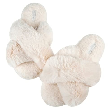 HALLUCI Women's Stylish & Cozy Cross Band Slippers