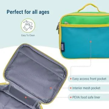 Wildkin Kids Insulated Lunch Box – Durable and Reusable for School & Travel - Monster Green