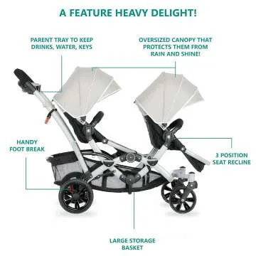Lightweight Double Umbrella Stroller in Grey