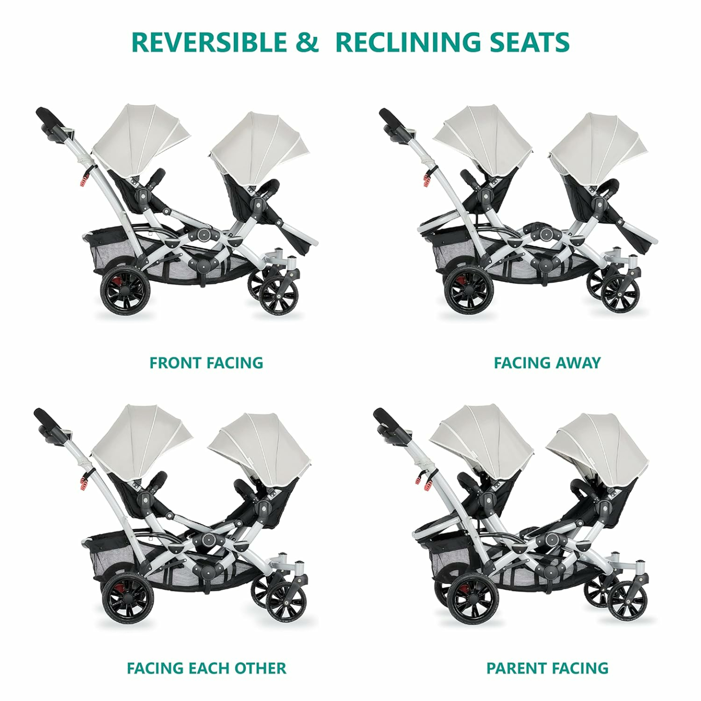 Lightweight Double Umbrella Stroller in Grey