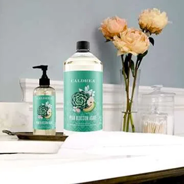 Caldrea Hand Soap Refill, Aloe Vera Gel, Olive Oil And Essential Oils To Cleanse And Condition, Pear Blossom Agave Scent, 32 Oz