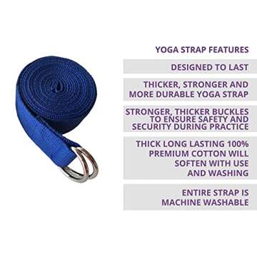 Uheng 5-Pack Yoga Exercise Adjustable Straps 8Ft OR 10Ft with Durable D-Ring for Pilates & Gym Worko...